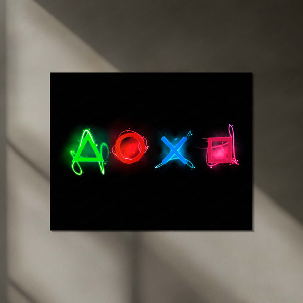 LED | PlayStation Icons Glowing Neon Wall Art – LED Metal Print | Gaming Room Decor - TURTLEWINGS 