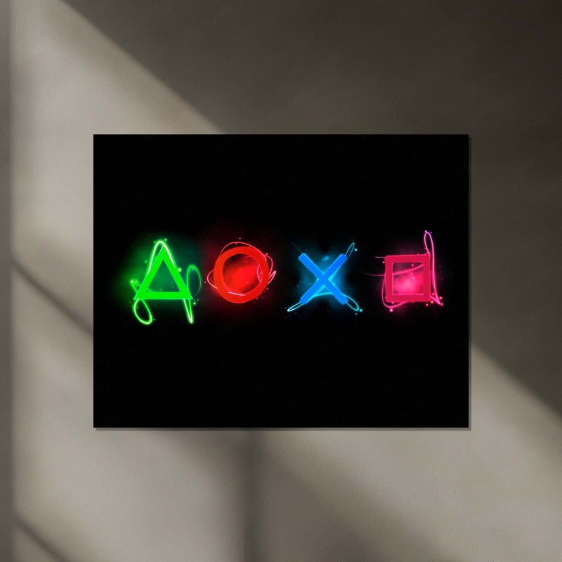 LED | PlayStation Icons Glowing Neon Wall Art – LED Metal Print | Gaming Room Decor - TURTLEWINGS 