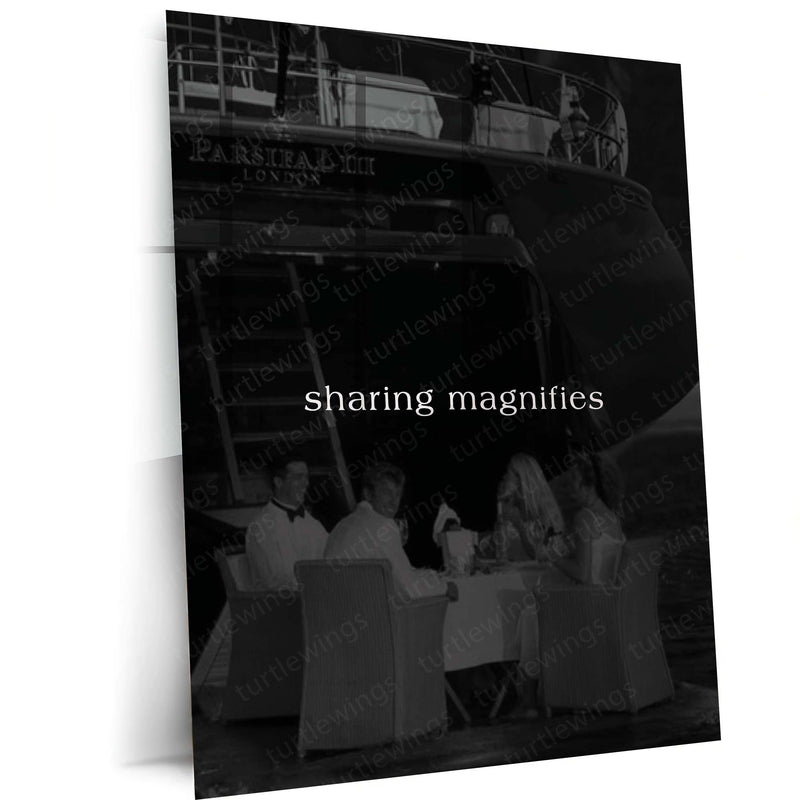Quote Metal Poster | Sharing Magnifies Motivational Metal Poster | Relationships, Generosity & Growth Mindset Wall Art