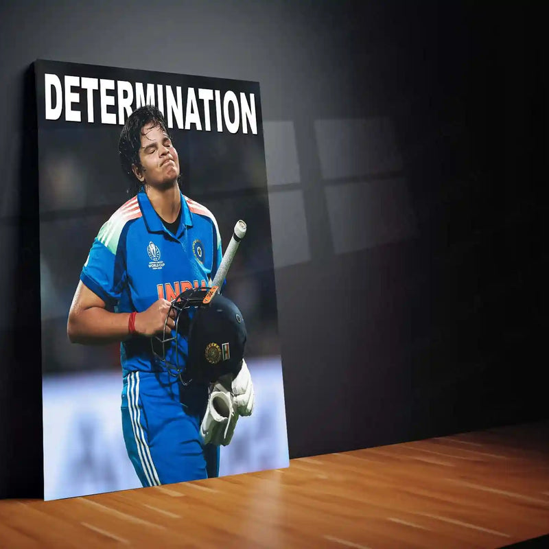 Shafali Verma – Determination | ICC Women’s World Cup 2025 Edition | Motivational Cricket Metal Frame Poster