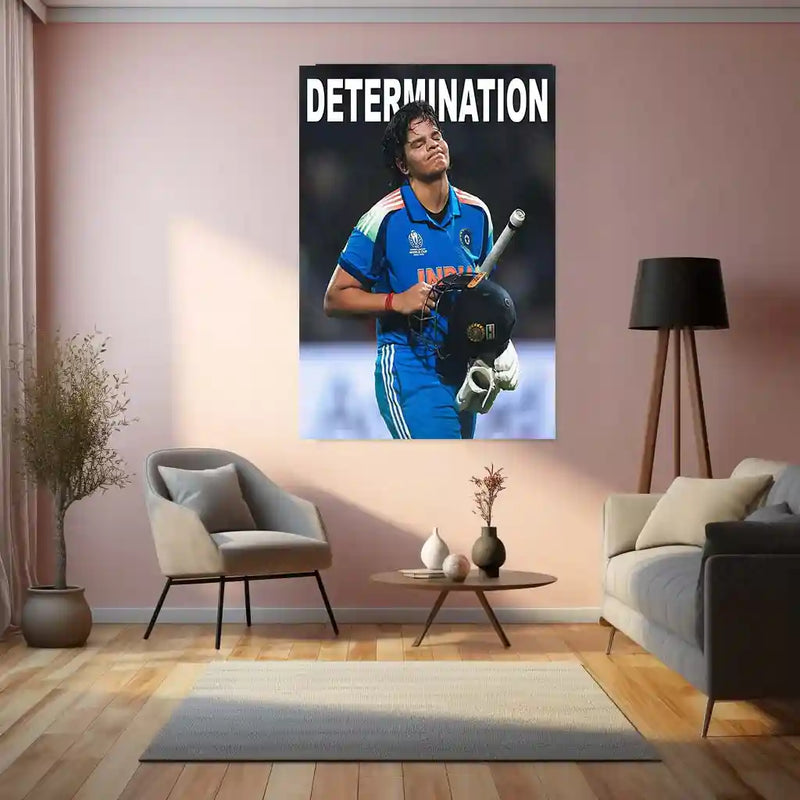 Shafali Verma – Determination | ICC Women’s World Cup 2025 Edition | Motivational Cricket Metal Frame Poster