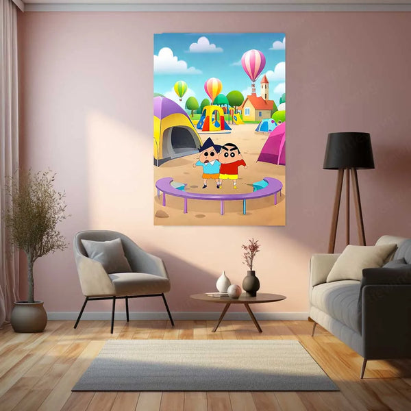 Anime Metal Poster | Shinchan Metal Poster | Funny Anime Wall Art for Kids & Fans | Cool Cartoon - TURTLEWINGS 