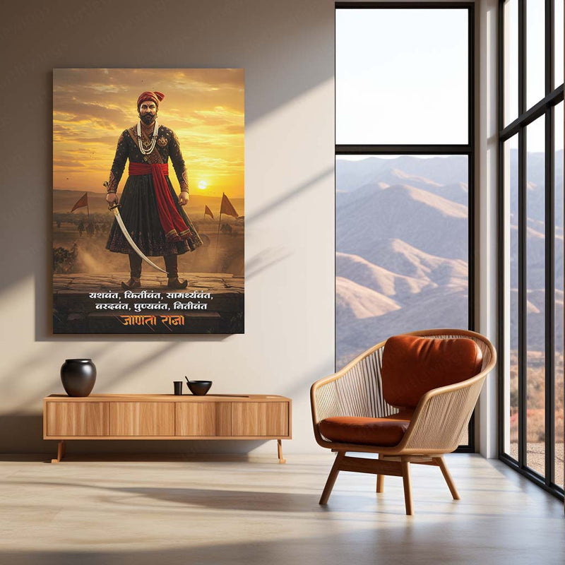 Chhatrapati Shivaji Maharaj Metal Frame | Warrior King Wall Art | Metal Frame 06