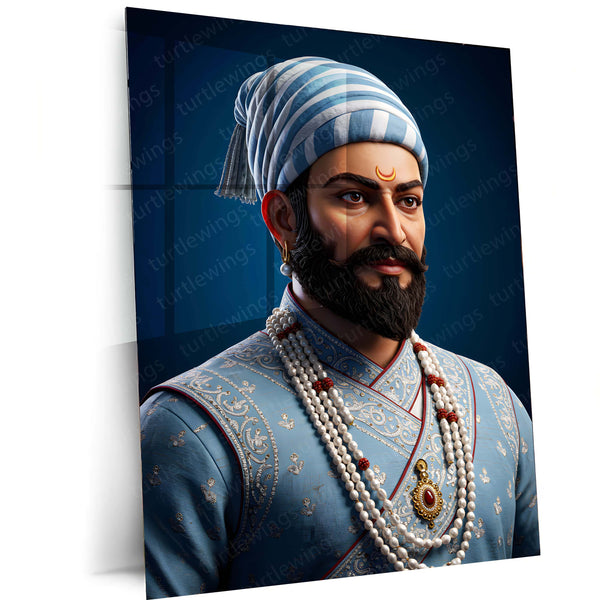 Chhatrapati Shivaji Maharaj Metal Frame | Warrior King Wall Art | Metal Frame
