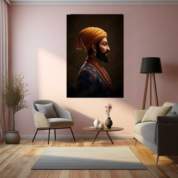 Chhatrapati Shivaji Maharaj Metal Frame | Warrior King Wall Art | Metal Frame 01