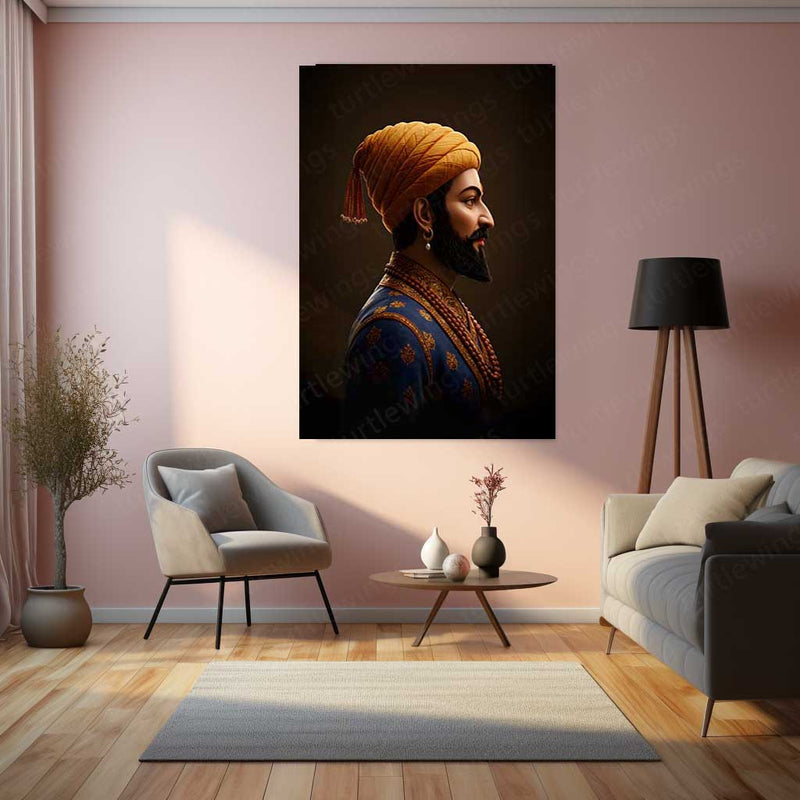 Chhatrapati Shivaji Maharaj Metal Frame | Warrior King Wall Art | Metal Frame 01