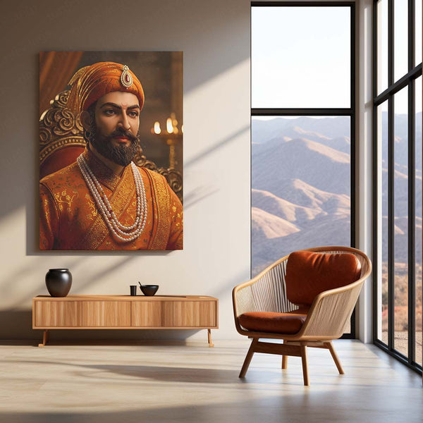 Chhatrapati Shivaji Maharaj Metal Frame | Warrior King Wall Art | Metal Frame 08