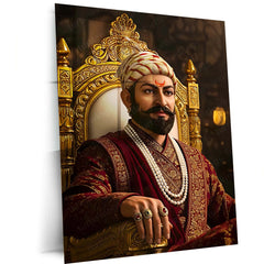 Chhatrapati Shivaji Maharaj Metal Frame | Warrior King Wall Art | Metal Frame 14 - TURTLEWINGS 