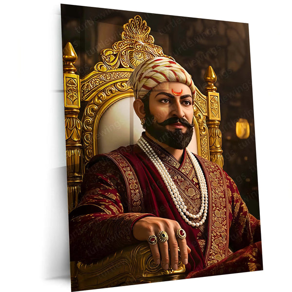 Chhatrapati Shivaji Maharaj Metal Frame | Warrior King Wall Art | Metal Frame 14 - TURTLEWINGS 