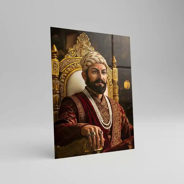 Chhatrapati Shivaji Maharaj Metal Frame | Warrior King Wall Art | Metal Frame 14 - TURTLEWINGS 