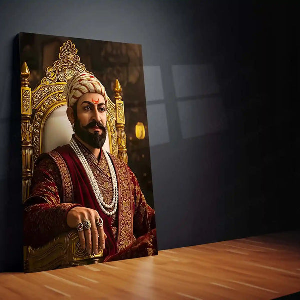 Chhatrapati Shivaji Maharaj Metal Frame | Warrior King Wall Art | Metal Frame 14 - TURTLEWINGS 