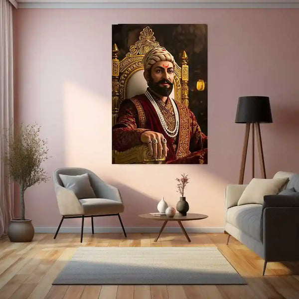 Chhatrapati Shivaji Maharaj Metal Frame | Warrior King Wall Art | Metal Frame 14 - TURTLEWINGS 