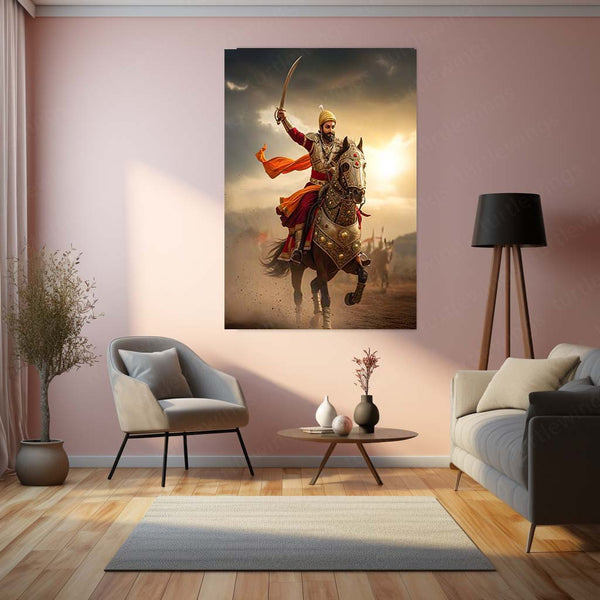 Chhatrapati Shivaji Maharaj Metal Frame | Warrior King Wall Art | Metal Frame 07