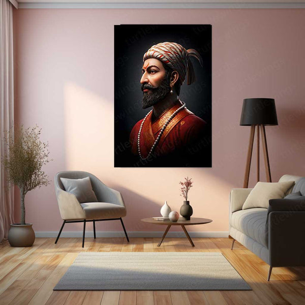 Chhatrapati Shivaji Maharaj Metal Frame | Warrior King Wall Art | Metal Frame 04