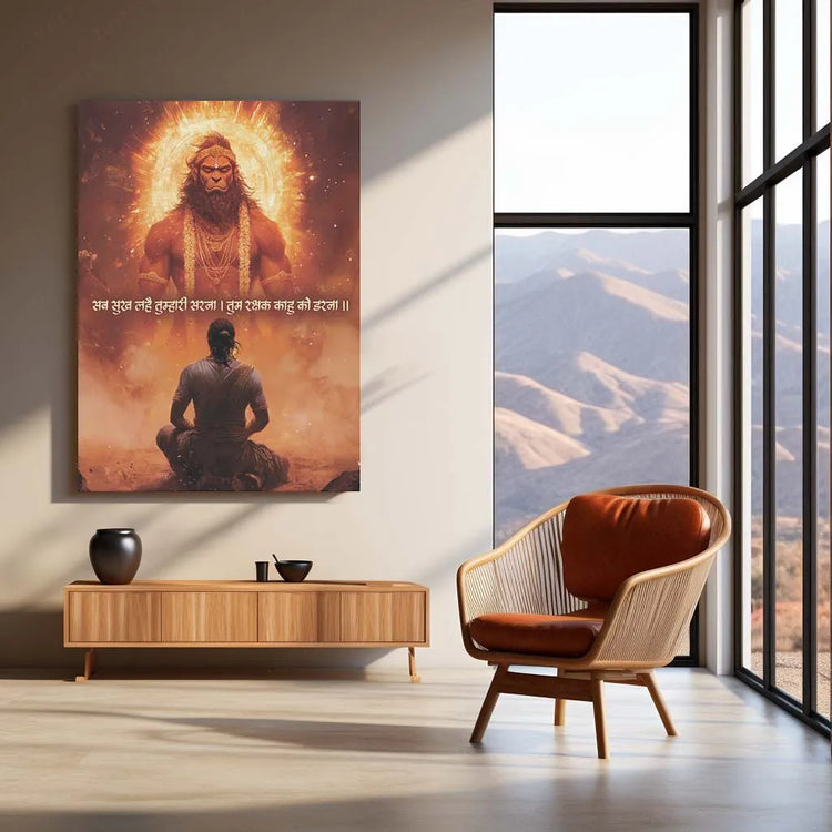 Lord Hanuman Metal Frame – Divine Strength & Devotion Wall Art