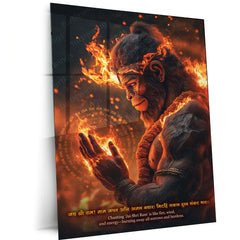 Spiritual God Metal Poster  | Lord Hanuman Metal Frame – Divine Strength & Devotion Wall Art01