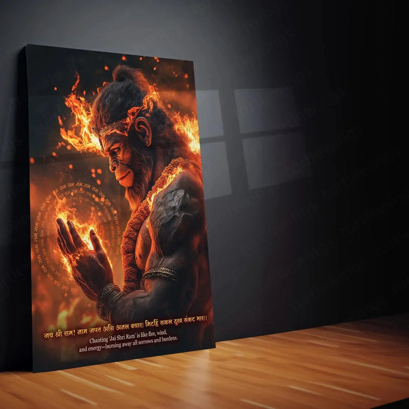 Spiritual God Metal Poster | Lord Hanuman Metal Frame – Divine Strength & Devotion Wall Art01 - TURTLEWINGS 