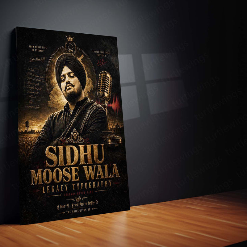 Sidhu Moose Wala – Legacy Typography | Punjabi Music Icon Metal Frame | Legends Never Fade Wall Art by TurtleWings