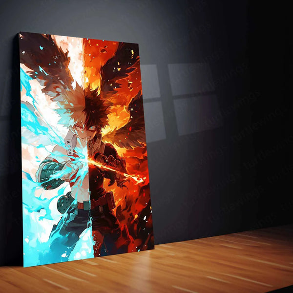 Shoto Todoroki Split Image Poster – Dual Powers of Ice and Fire - TURTLEWINGS 