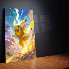 Pikachu Pokémon HD Metal Poster – Brilliant Burst of Lightning - TURTLEWINGS 