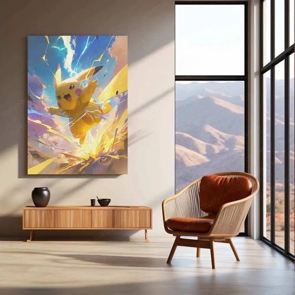 Pikachu Pokémon HD Metal Poster – Brilliant Burst of Lightning - TURTLEWINGS 