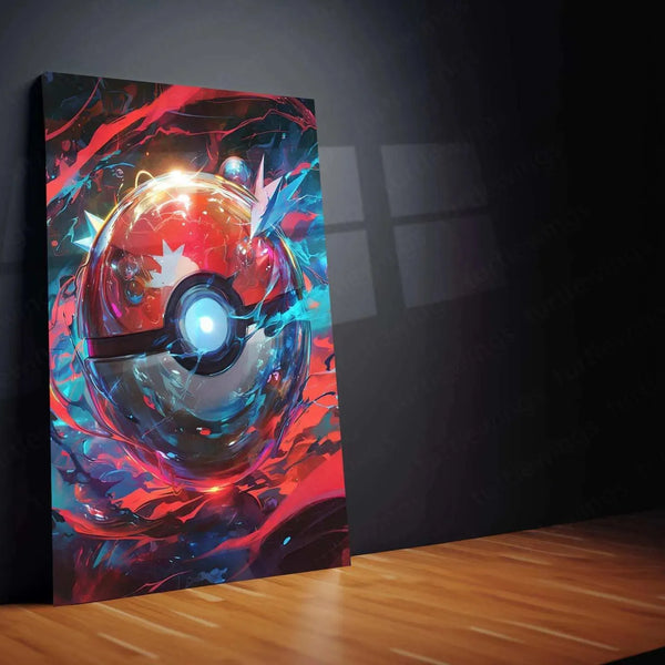 Master Ball Metal Poster – Iconic Pokémon Symbol in HD Design - TURTLEWINGS 