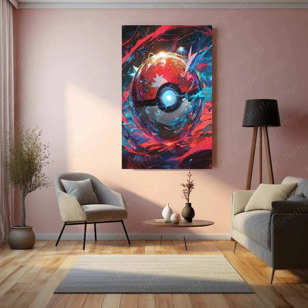 Master Ball Metal Poster – Iconic Pokémon Symbol in HD Design - TURTLEWINGS 
