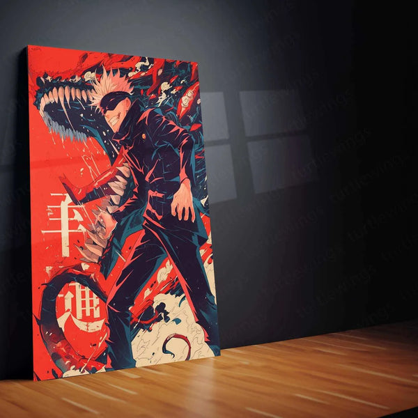 Satoru Gojo Metal Poster – Jujutsu Kaisen Wall Art for Anime Fans - TURTLEWINGS 