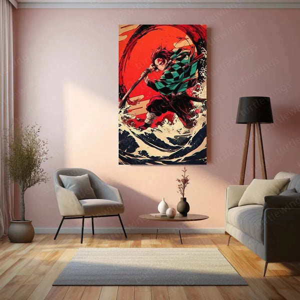 Tanjiro Kamado Metal Poster – Demon Slayer Wall Art for Anime Fans - TURTLEWINGS 