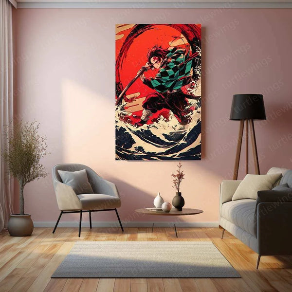 Tanjiro Kamado Metal Poster – Demon Slayer Wall Art for Anime Fans - TURTLEWINGS 