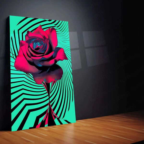 Psychedelic Rose Op-Art Poster – Mesmerizing Swirling Black & White Design - TURTLEWINGS 