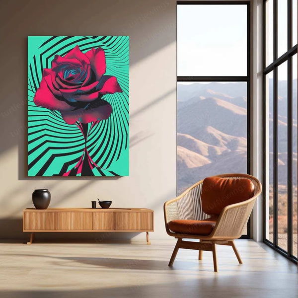 Psychedelic Rose Op-Art Poster – Mesmerizing Swirling Black & White Design - TURTLEWINGS 