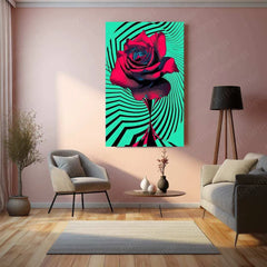 Psychedelic Rose Op-Art Poster – Mesmerizing Swirling Black & White Design - TURTLEWINGS 