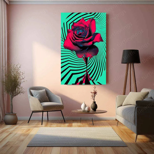 Psychedelic Rose Op-Art Poster – Mesmerizing Swirling Black & White Design - TURTLEWINGS 