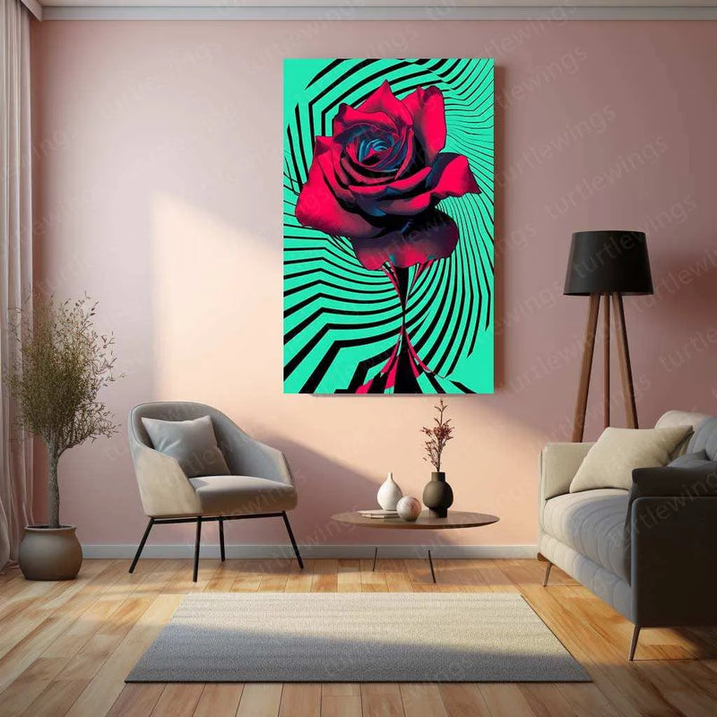 Psychedelic Rose Op-Art Poster – Mesmerizing Swirling Black & White Design - TURTLEWINGS 