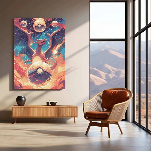 Charizard Pokémon Illustration Poster – Fierce Gaze of the Flame - TURTLEWINGS 