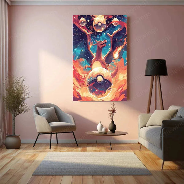 Charizard Pokémon Illustration Poster – Fierce Gaze of the Flame - TURTLEWINGS 