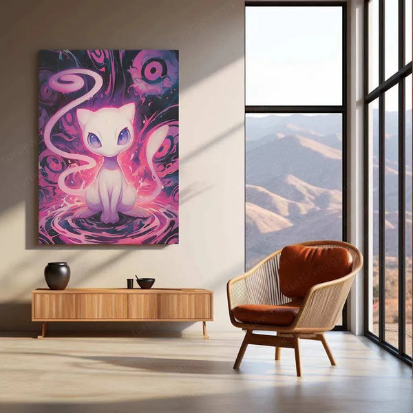 Junji Ito Style Mew Pokémon Poster – Colorful Spiral Design in HD - TURTLEWINGS 