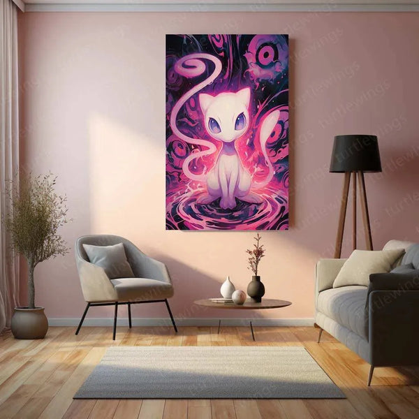 Junji Ito Style Mew Pokémon Poster – Colorful Spiral Design in HD - TURTLEWINGS 