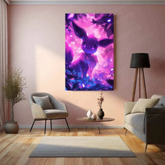 Eevee Metal Poster – Pokémon Wall Art in HD Purple & Pink Design - TURTLEWINGS 