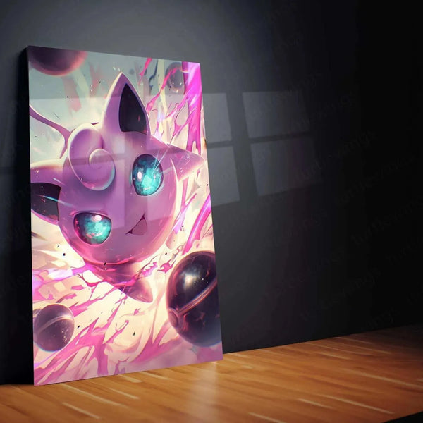 Jigglypuff Metal Poster – Pokémon Wall Art in HD Yellow & Green Design - TURTLEWINGS 