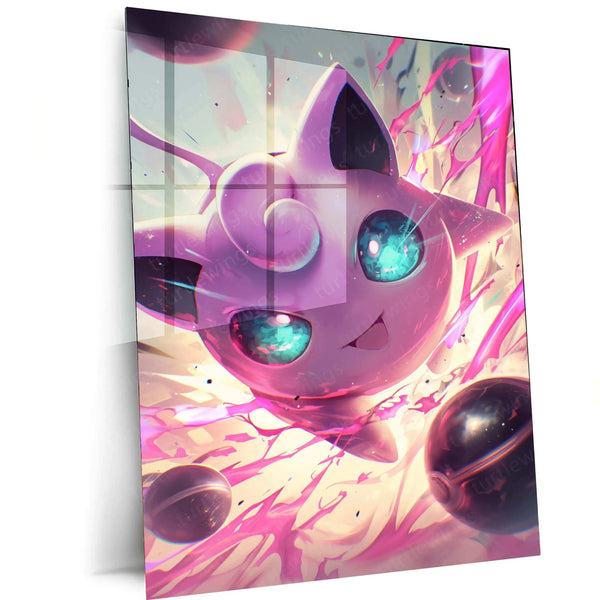 Jigglypuff Metal Poster – Pokémon Wall Art in HD Yellow & Green Design - TURTLEWINGS 