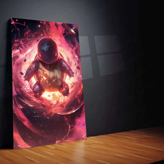 Squirtle Metal Poster – Pokémon Wall Art in HD Orange & Black Design - TURTLEWINGS 