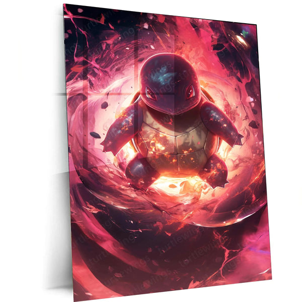 Squirtle Metal Poster – Pokémon Wall Art in HD Orange & Black Design - TURTLEWINGS 