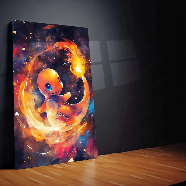 Charmander Watercolor Metal Poster – Pokémon Wall Art for Fans & Collectors - TURTLEWINGS 
