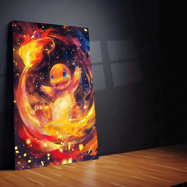 Charmander Watercolor Metal Poster – Pokémon Wall Art for Fans & Collectors - TURTLEWINGS 