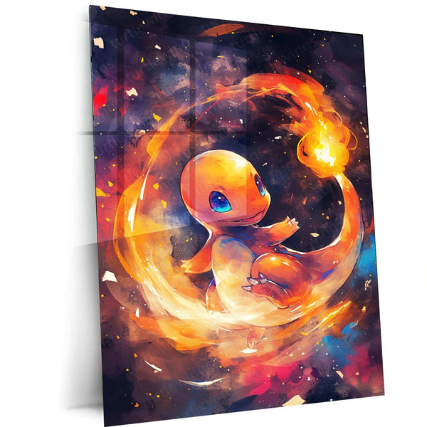 Charmander Watercolor Metal Poster – Pokémon Wall Art for Fans & Collectors - TURTLEWINGS 