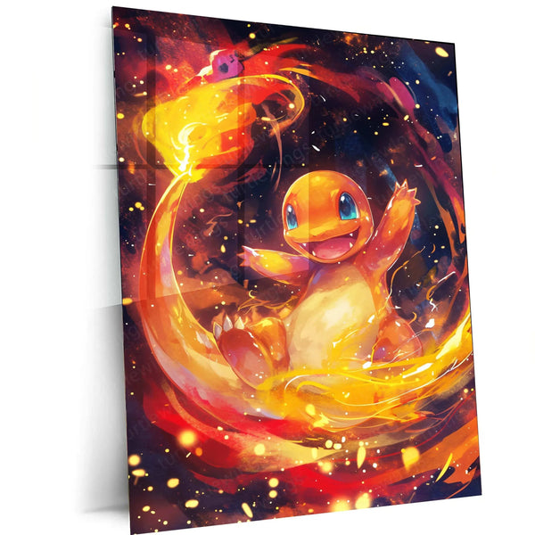 Charmander Watercolor Metal Poster – Pokémon Wall Art for Fans & Collectors - TURTLEWINGS 