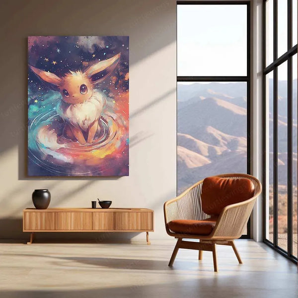 Eevee Watercolor Metal Poster – Pokémon Wall Art for Fans & Collectors - TURTLEWINGS 