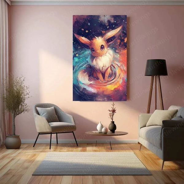Eevee Watercolor Metal Poster – Pokémon Wall Art for Fans & Collectors - TURTLEWINGS 